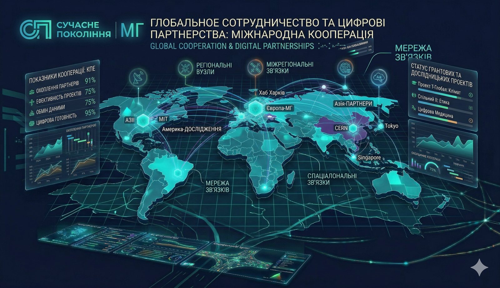 International partnership network visual for institutional cooperation and programme dialogue.