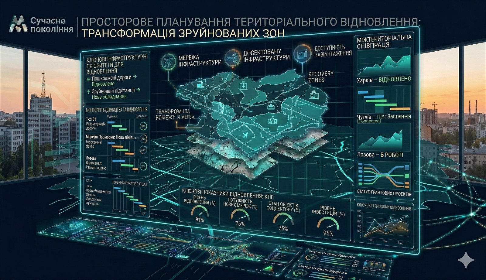 Territorial recovery analytics interface for planning, prioritization, and evidence mapping.